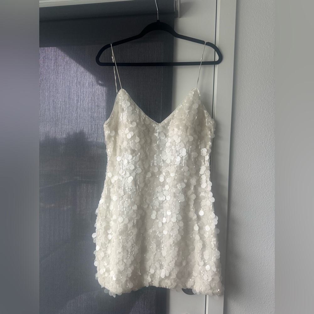 Meshki White Sequined Mini Dress